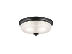 Arvo 34cm 2 Light E27 Flush Ceiling Light, Satin Black/Frosted Glass