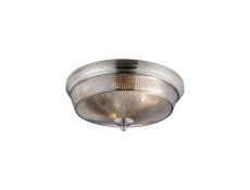 Arvo 34cm 2 Light E27 Flush Ceiling Light, Satin Nickel/Smoke Glass