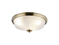 Arvo 43.8cm 3 Light E27 Flush Ceiling Light, Antique Brass/Frosted Glass