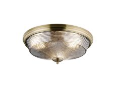 Arvo 43.8cm 3 Light E27 Flush Ceiling Light, Antique Brass/Smoke Glass