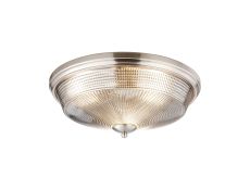 Arvo 43.8cm 3 Light E27 Flush Ceiling Light, Satin Nickel/Smoke Glass