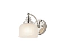 Arvo Switched Wall Light, 1 Light E27 Polished Nickel/Frosted Glass