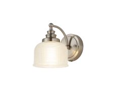 Arvo Switched Wall Light, 1 Light E27 Satin Nickel/Clear Glass