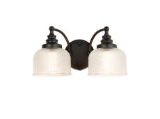 Arvo Switched Double Wall Light, 2 Light E27 Satin Black/Clear Glass
