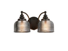 Arvo Switched Double Wall Light, 2 Light E27 Satin Black/Smoke Glass