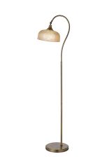 Arvo Floor Lamp 1 Light E27 Antique Brass/Amber Glass