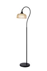 Arvo Floor Lamp 1 Light E27 Satin Black/Amber Glass