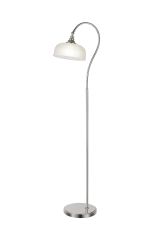 Arvo Floor Lamp 1 Light E27 Polished Nickel/Frosted Glass