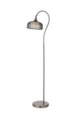 Arvo Floor Lamp 1 Light E27 Satin Nickel/Smoke Glass