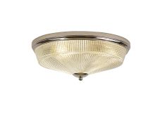 Arvo 43.8cm 3 Light E27 Flush Ceiling Light, Polished Nickel/Prismatic Glass