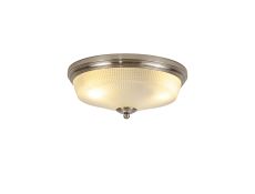Arvo 34cm 2 Light E27 Flush Ceiling Light, Satin Nickel/Frosted Glass