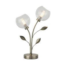 Elm Table Lamp, 2 Light G9, Antique Brass/Clear Glass
