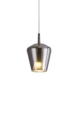 Elsa 22.5cm Assembly Pendant (WITHOUT PLATE) With Inverted Bell Shade, 1 Light E27, Chrome Glass With Frosted Inner Cone