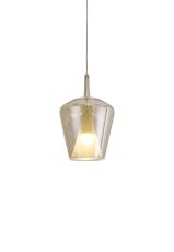 Elsa 22.5cm Assembly Pendant (WITHOUT PLATE) With Inverted Bell Shade, 1 Light E27, Bronze Glass With Frosted Inner Cone