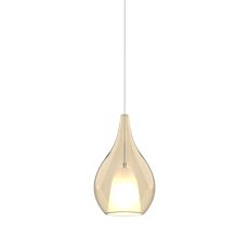 Carys 20cm Assembly Pendant (WITHOUT PLATE) With Teardrop Shade, 1 Light E27, Cognac Glass With Frosted Inner
