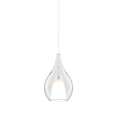 Carys 20cm Assembly Pendant (WITHOUT PLATE) With Teardrop Shade, 1 Light E27, Clear Glass With Frosted Inner
