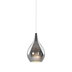 Carys 20cm Assembly Pendant (WITHOUT PLATE) With Teardrop Shade, 1 Light E27, Chrome Glass With Frosted Inner