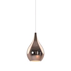 Carys 20cm Assembly Pendant (WITHOUT PLATE) With Teardrop Shade, 1 Light E27, Copper Glass With Frosted Inner