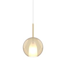 Carys 25cm Assembly Pendant (WITHOUT PLATE) With Round Shade, 1 Light E27, Cognac Glass With Frosted Inner