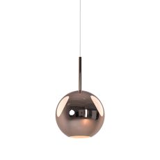 Carys 25cm Assembly Pendant (WITHOUT PLATE) With Round Shade, 1 Light E27, Copper Glass With Frosted Inner