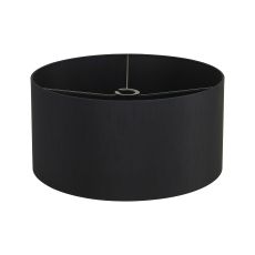 Hemel Round, 50x25cm Shade, Self Lined Black Faux Silk & Black Carrier