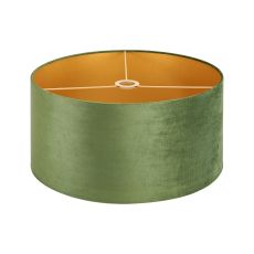 Hemel Round, 50x25cm Shade, Moss Green Velvet With Gold Paper Lining & Gold Finish Carrier