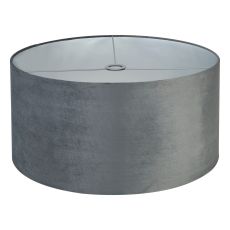 Hemel Round, 60x30cm Shade, Dark Grey Velvet With Silver Paper Lining & Silver Finish Carrier