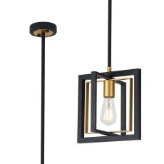 Corian Square Multi Height Pendant, 1 x E27, Satin Black/Champagne Gold