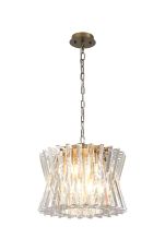 Faline 43cm Round Pendant, 8 x E14, Antique Brass/Clear