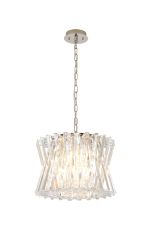 Faline 43cm Round Pendant, 8 x E14, Polished Nickel/Clear