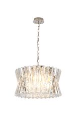 Faline 54cm Round Pendant, 12 x E14, Polished Nickel/Clear