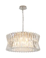 Faline 70cm Round Pendant, 18 x E14, Polished Nickel/Clear