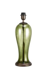 Zara Vase Table Lamp Without Shade, 1 Light E27, Matt Bronze Plated/Moss Green Glass