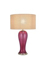 Zara Vase Table Lamp, 1 Light E27, Polished Nickel/Aubergine Glass