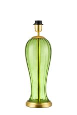 Campo Vase Table Lamp Without Shade, 1 Light E27, Satin Gold/Moss Green Glass