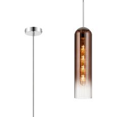 Campo 2.1m Single Pendant, 1 Light Adjustable E27, Polished Nickel / Copper Fade