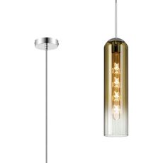 Campo 2.1m Single Pendant, 1 Light Adjustable E27, Polished Nickel / Gold Fade