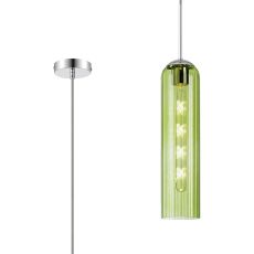 Campo 2.1m Single Pendant, 1 Light Adjustable E27, Polished Nickel / Green