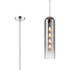 Campo 2.1m Single Pendant, 1 Light Adjustable E27, Polished Nickel / Smoke Fade
