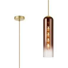 Campo 2.1m Single Pendant, 1 Light Adjustable E27, Satin Gold / Copper Fade