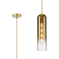 Campo 2.1m Single Pendant, 1 Light Adjustable E27, Satin Gold / Gold Fade