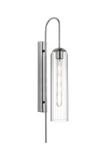 Campo 70cm Curved Wall Light, 1 Light E27, Polished Nickel / Clear