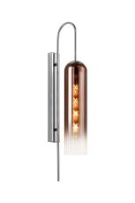 Campo 70cm Curved Wall Light, 1 Light E27, Polished Nickel / Copper Fade
