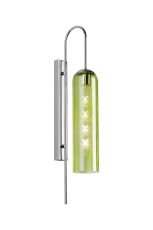 Campo 70cm Curved Wall Light, 1 Light E27, Polished Nickel / Green