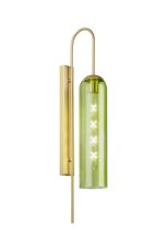 Campo 70cm Curved Wall Light, 1 Light E27, Satin Gold / Green
