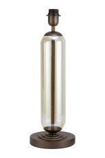 Zara Tubular Table Lamp Without Shade, 1 Light E27, Matt Bronze Plated/Cognac Glass