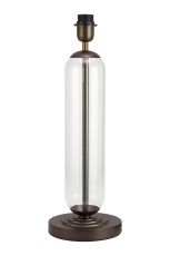 Zara Tubular Table Lamp Without Shade, 1 Light E27, Matt Bronze Plated/Clear Glass