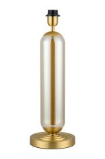 Campo Tubular Table Lamp Without Shade, 1 Light E27, Satin Gold/Cognac Glass