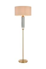 Zara Floor Lamp, 1 Light E27, Brass Gold/Smoke Fade Glass