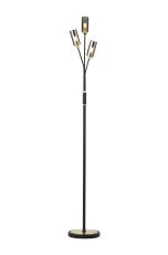 Vico Floor Lamp, 3 Light G9, Satin Black/Gold/Smoked Glass